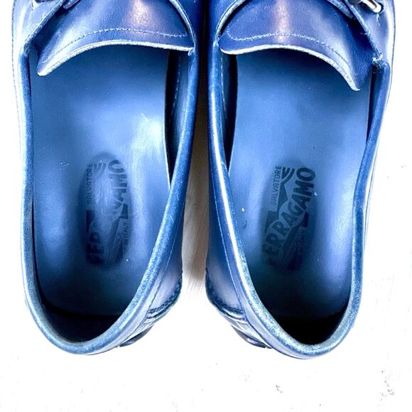 Ferragamo Navy Leather Gancini Loafers – NWOT, Gunmetal Bit, Italian Classic - Picture 16 of 16
